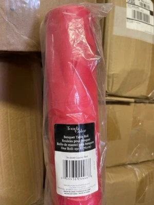 Plastic Banquet Classic Red Table Cover Roll  250Ft  Disposable Tablecloths New - Image 1 of 2