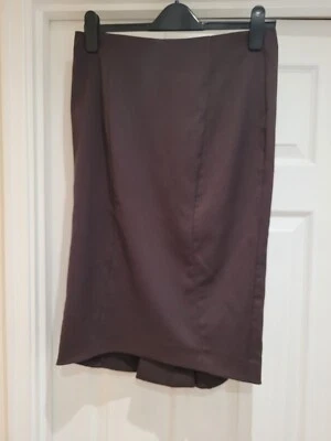 Falda midi lápiz lana marrón Emporio Armani UK12 detalle plisado trasero forrado Foto 1 de 4