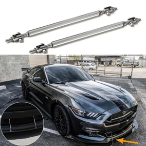 15cm Silver Adjust Front Bumper Lip Splitter Strut Rod Tie Support Bars Spoiler- - Picture 1 of 8