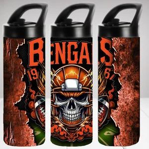 Cincinnati Bengals Skull 20 oz Stainless Steel Insulated Water Bottle - Picture 1 of 1