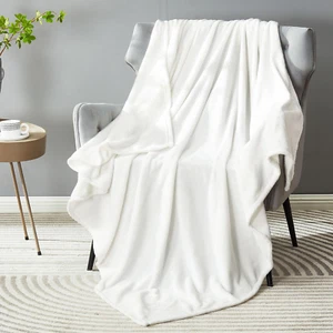 Super Soft Fuzzy Fleece Throw Blanket for Couch Sofa 50" X 60", Decorative Solid - Picture 1 of 12