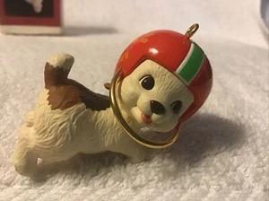 Hallmark Keepsake Ornament Brother 1993 Football Puppy - Christmas Vintage Rare - Picture 1 of 7