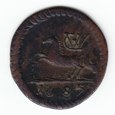 BRUNSWICK-LUNEBURG-CELLE 1 pfennig 1687 KM319 Cu 1-year type VERY RARE THIS NICE - Image 1 of 2