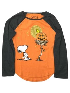Peanuts Girls Long Sleeve Snoopy & Woodstock Halloween T-Shirt Tee Shirt - Picture 1 of 1