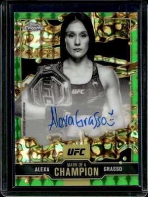 2025 Topps UFC Chrome Alexa Grasso Mark of a Champion Auto Green Refractor #/99 - Image 1 of 2