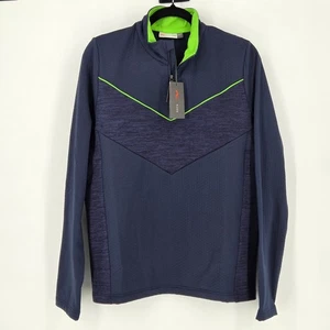 KJUS NEW Men's Large Damon Midlayer Half-Zip 1/2 Zip Pullover Atlanta Blue Golf - Picture 1 of 5
