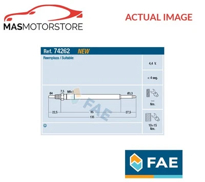 ENGINE GLOW PLUG FAE 74262 P NEW OE REPLACEMENT - Image 1 of 4