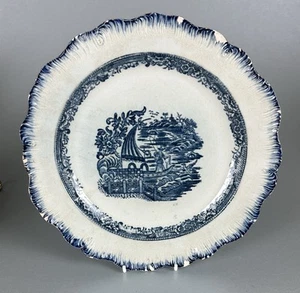 Pearlware c1780-1800 Shell Edge Plate Fisherman Pattern - Picture 1 of 8