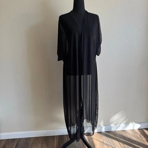 Unbranded Sheer Mesh Kimono Cardigan Black Witchy Whimsigoth Fairy Grunge Womens - Picture 1 of 8