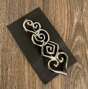 Trifari Silver Tone Stacked Hearts Circle Square Geometric Brooch Pin - Picture 1 of 6