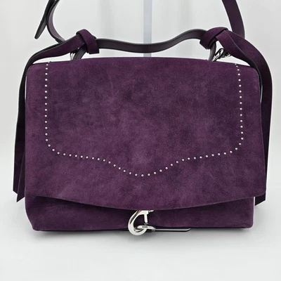 Rebecca Minkoff Bag Women's Medium Purple Suede Flap Shoulder Crossbody Studded - Image 1 of 4
