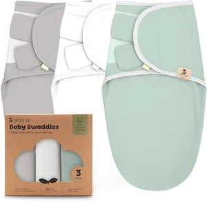 Sweety Fox 3er Pack Bio Baby Swaddle Schlafsäcke, Newborn/0-3 Monate, Moos (NEU) - Bild 1 von 9