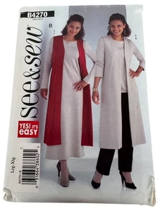 Butterick See and Sew Sewing Pattern B4270 Vest Tunic Dress Pants L XL 16-22 UC - Picture 1 of 10