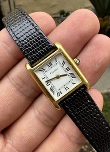 Vintage 1970s Cartier Tank 18K Gold Electroplated Manual Wind Running - Picture 1 of 9