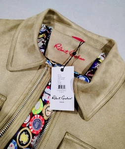 Robert Graham Vegan Suede Field Jacket Large Full Zip Front Side & Pockets NWT - Picture 1 of 13