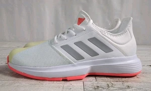 Neu mit Etikett Adidas GameCourt W weiß silber & pink Schnürschuhe Low-Top Tennisschuhe Größe 7 - Bild 1 von 9