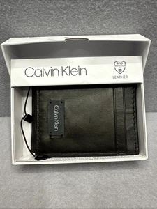 Calvin Klein Slim Profile 4 Cards Black Leather RFID Wallet Magnetic 31KA16003 - Bild 1 von 6
