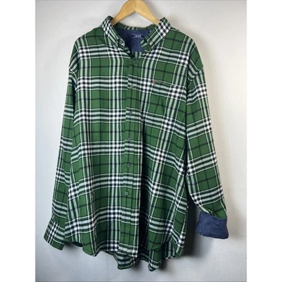IZOD Shirt Mens XXL tall Plaid Green Blue Button Up Long Sleeve flannel NWOT - Image 1 of 4