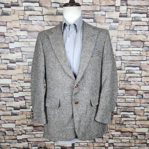 Raleighs Harris Tweed Blazer Mens 40R Brown Check 1970s Flaw - Picture 1 of 11