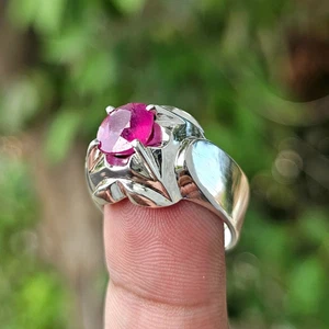 Natural Ruby Ring Sterling Silver 925 Handmade Yaqoot Ring Real Ruby Gem Ring - Picture 1 of 7