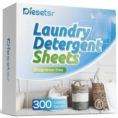 Diesetsr Laundry Detergent Sheets 300 Loads Fragrance-Free ECO Travel