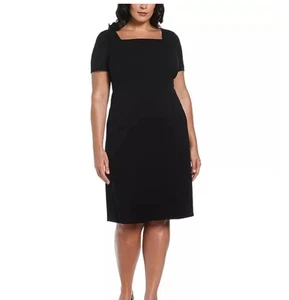 Nwt Rafaella Women's Plus Size Dress Black 16W Square Neck - Picture 1 of 6