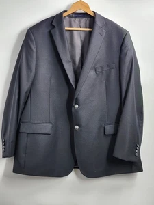 Hart Schaffner Marx 52R Black Silver Button Blazer Suit Jacket Sport Coat Wool  - Picture 1 of 7