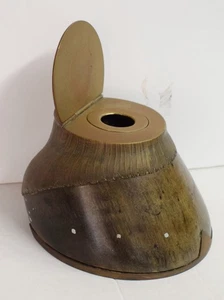 ANTICO CALAMAIO A FORMA DI ZOCCOLO DI CAVALLO IN BRONZO E LEGNO 1900 - Picture 1 of 5