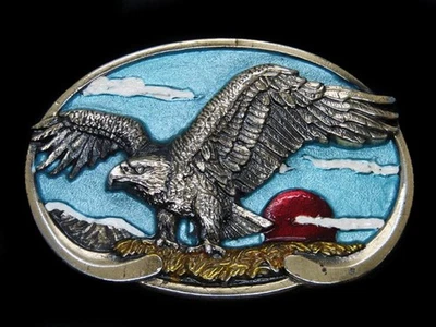 TA13108 VINTAGE 1988 **ÁGUILA CALVA AMERICANA** ARTE CONMEMORATIVO HEBILLA DE CINTURÓN Foto 1 de 2