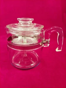 Vintage Pyrex Flameware Glass Percolator Coffee Pot 7756-B 6 Cup Coffee Maker - Picture 1 of 22