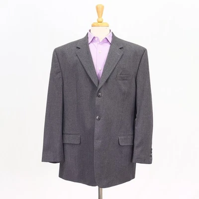 Chaps 48R Gray Sport Coat Blazer Jacket Solid 3-Button Wool - Image 1 of 4