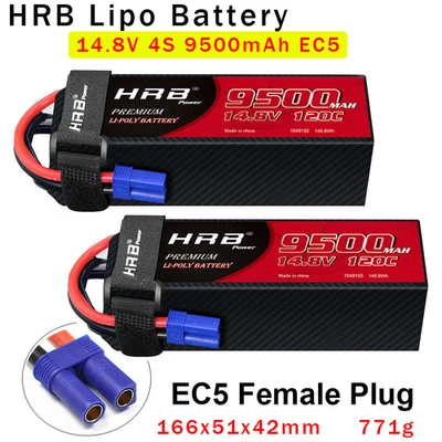 2x HRB 14.8V 4S 9500mAh LiPO Battery EC5 for RC Car X-Maxx V2 UDR Car Truck - Image 1 of 4