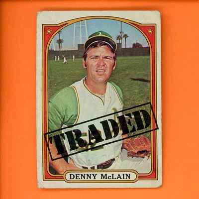 1972 Topps Denny McLain #753 Oakland Athletics en muy buena condición Foto 1 de 2