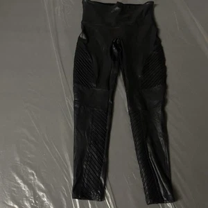 Spanx Faux Leather Moto Leggings Women XL Black Ankle Stretch Biker Goth Punk - Picture 1 of 12
