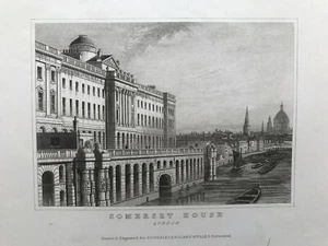 Estampado antiguo 1845; Somerset House, Londres - Imagen 1 de 2