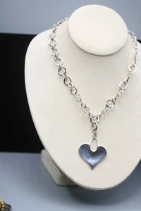 Robert Lee Morris Sterling Silver Heart Pendant Round Link Necklace Toggle R13 - Picture 1 of 7