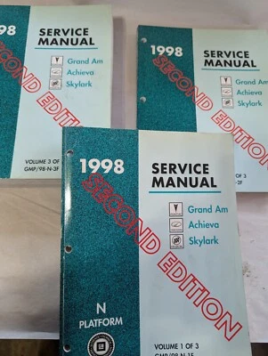 1998 Pontiac Grand Am Buick Skylark & Olds Achieva OEM Service Manual 3 Vol. Set - Image 1 of 4