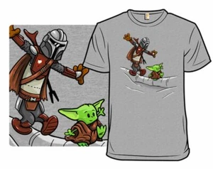 T-Shirt- Mandalorian T SHIRT STAR WARS BABY YODA surfing - BRAND NEW - Picture 1 of 2