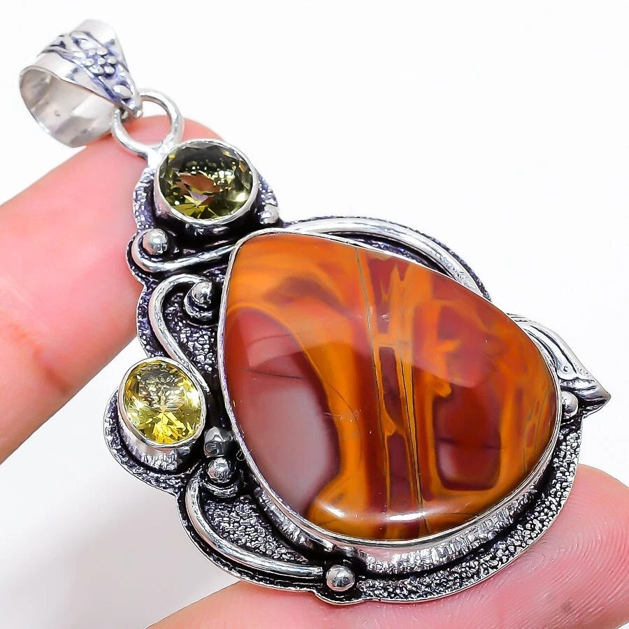 Natural Noreena Jasper Gemstone 925 Sterling Silver Jewelry Pendant Size 2.6" - Image 1 of 1