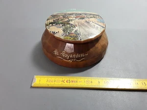 ancienne Boîte ronde bijou  en bois "le Lavandou" souvenir ancien - Imagen 1 de 1