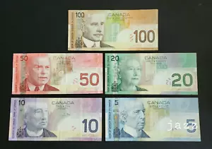 Canada Banknote - Complete Set 2004-2006 $100 $50 $20 $10 $5 Old Paper Money - Foto 1 di 2