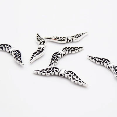 10 - 50 Angel Wings Spacer Beads Metal Alloy Antique Silver Christmas - Image 1 of 3