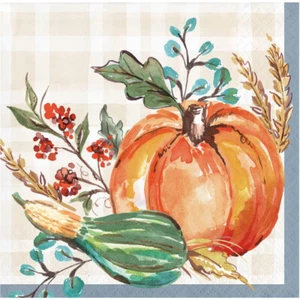 Decadent Cornucopia 16 Ct Paper Beverage Cocktail Napkins Thanksgiving - Picture 1 of 2