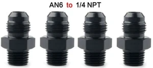 4 PIEZAS Adaptador 1/4 NPT a 6 AN Hilo de tubería recta a -6 AN Ajuste de llamarada NEGRO - Imagen 1 de 1