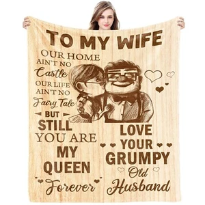 CENSIHER Gift for Wife from Husband to My Wife Blanket Wedding Anniversary Ro... - Picture 1 of 7