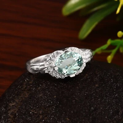 AAA+ Perfetto Sottile Verde Spinello 925 Argento Sterling Mano Anello Nozze Gift - Immagine 1 di 4