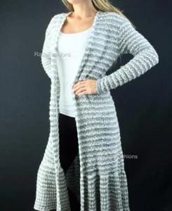 Free People vorne offen Strick Long Cardigan Pullover grau Kombi neu mit Etikett $ 168 - Bild 1 von 4