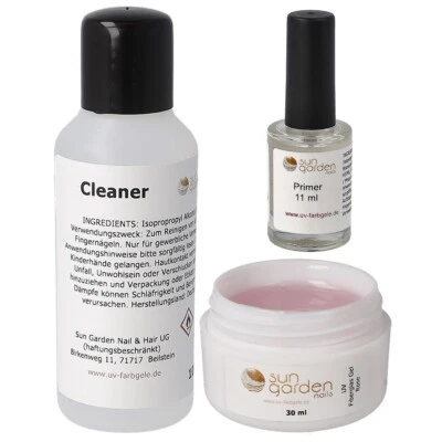 Nailset mit Fiberglas Gel rose/klar 30ml-Primer-Cleaner 100ml - Bild 1 von 4