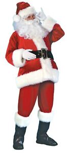 Quality Santa Claus Suit Costume Adult Boot Covers Belt Faux Fur Plus Size Std