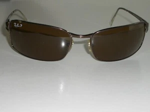 RAY BAN RB3269 014/57 BROWN POLARIZED CRYSTAL FLEX SLEEK RECTANGULAR SUNGLASSES - Picture 1 of 10